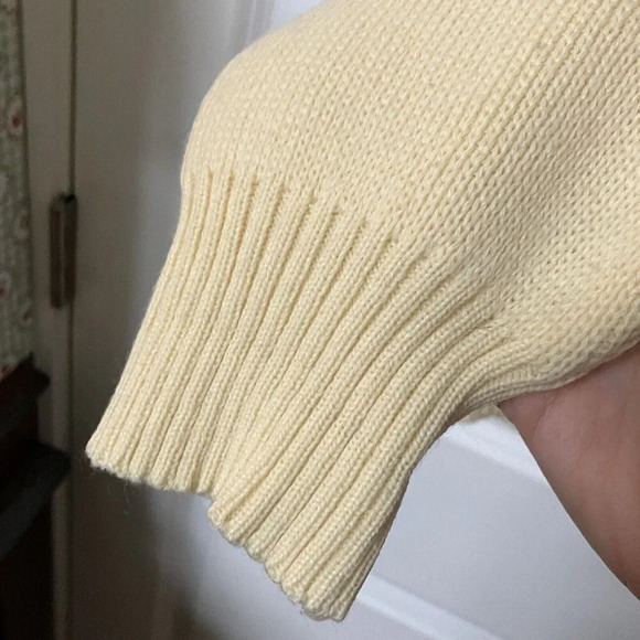 Vintage Foxhunter Yellow Acrylic Knit V-neck Embroidered Ireland Sweater - Picture 7 of 8